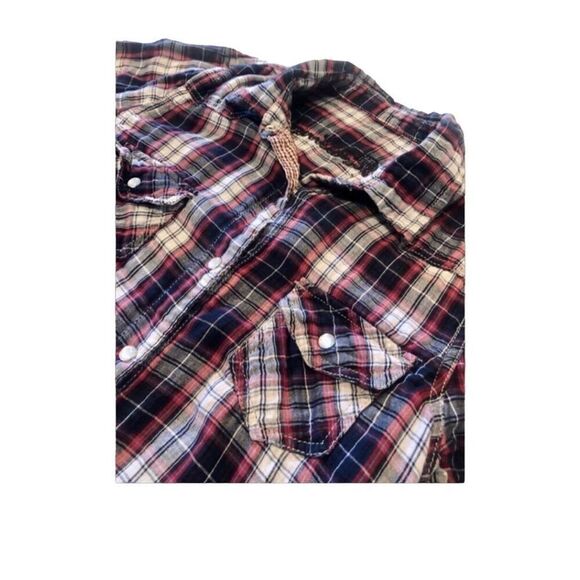 Pearl snap button 100% cotton plaid flannel - Picture 4 of 14